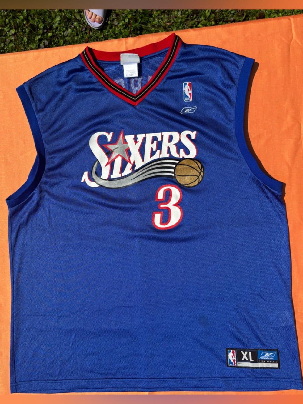 Reebok Blue Philadelphia Sixers Allen Iverson #3 Basketball Jersey